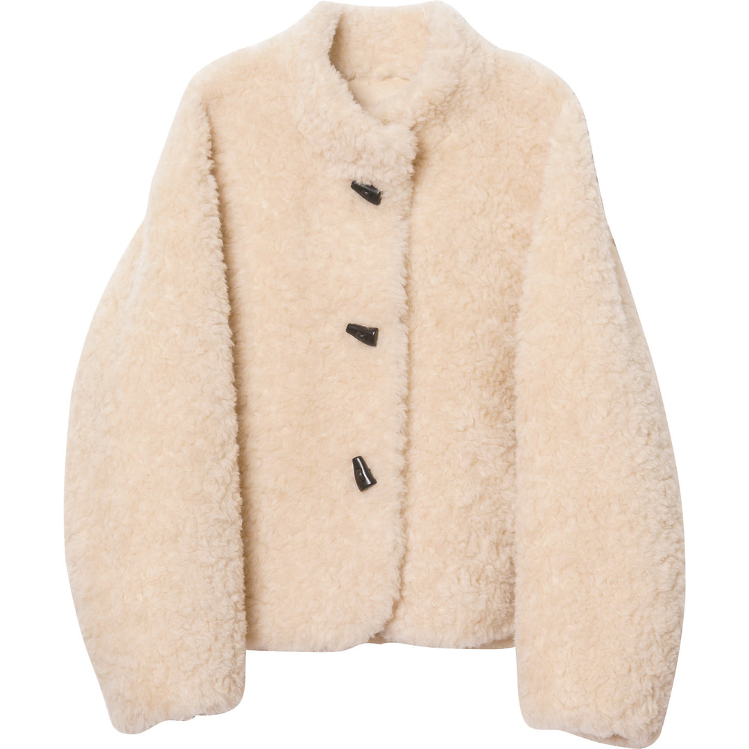Women’s shearling imitation jacket with stand-up collar