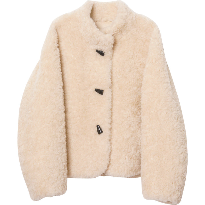 Women’s shearling imitation jacket with stand-up collar