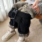 Padded corduroy wide pants for winter