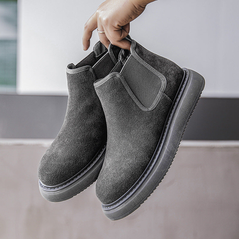 Men's leather boots, suede look, vintage style