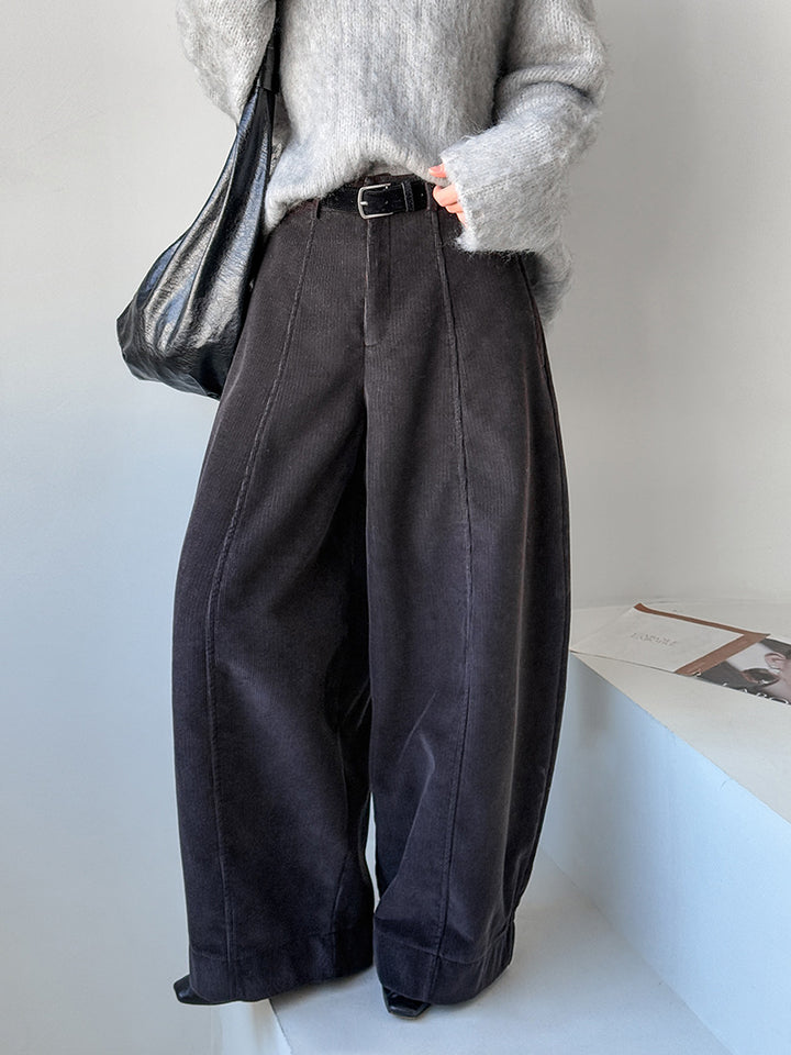 Padded cord wide trousers in retro style
