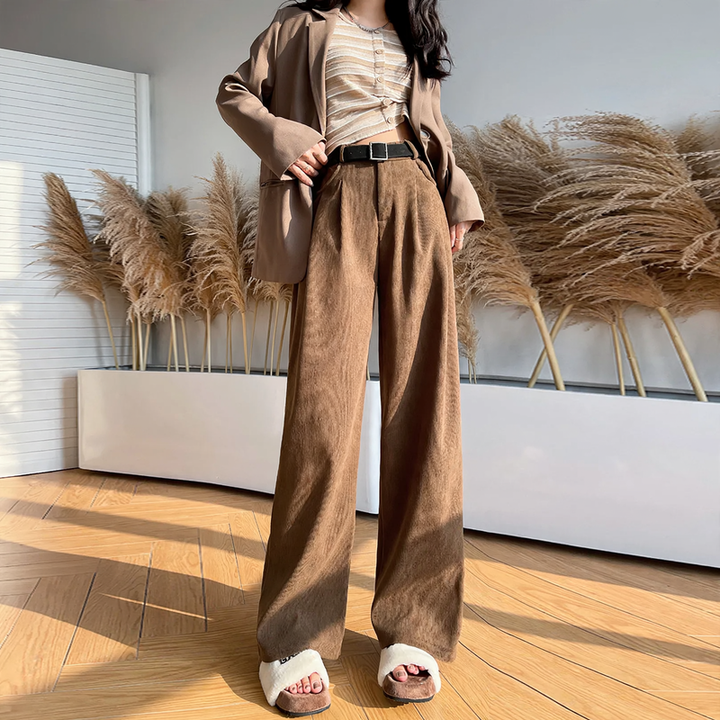Women’s cord pants with wide leg, high waist