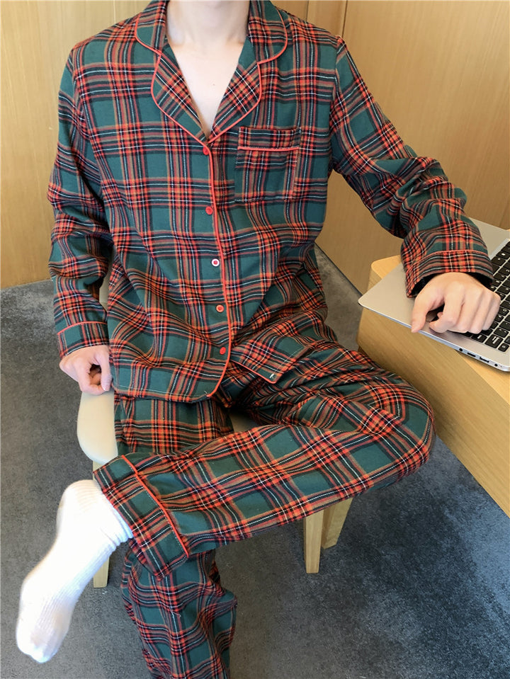 Pair-Pajama-Set, checked, brushed