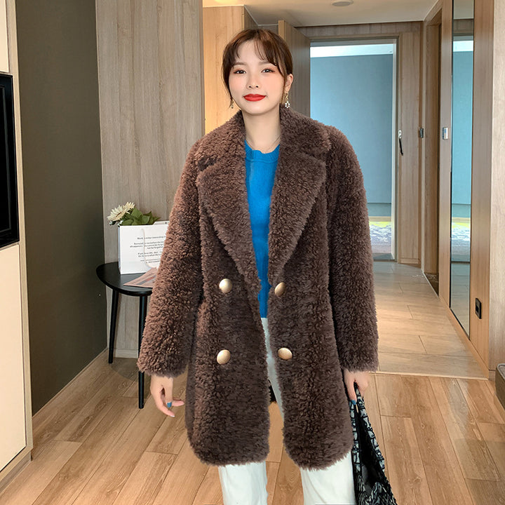 Mid-length sheepskin coat, various colors