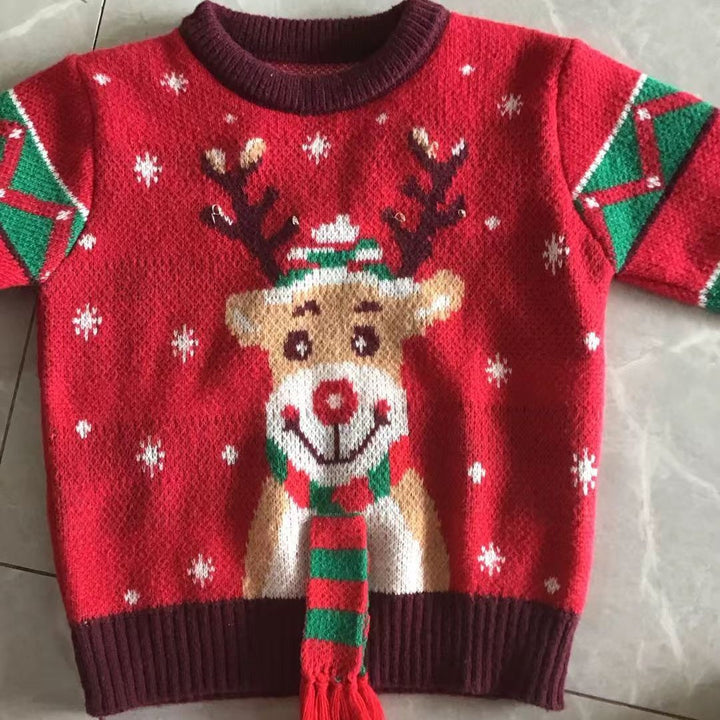 Christmas knitted sweater with jacquard pattern
