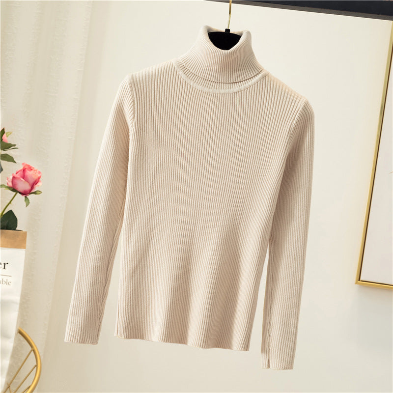Women's turtleneck sweater, slim fit, solid color