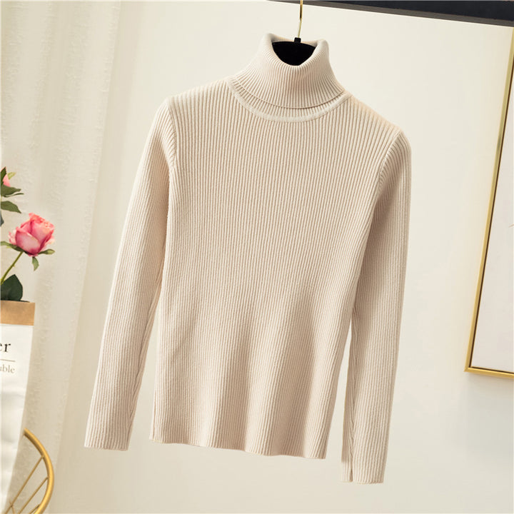 Women's turtleneck sweater, slim fit, solid color