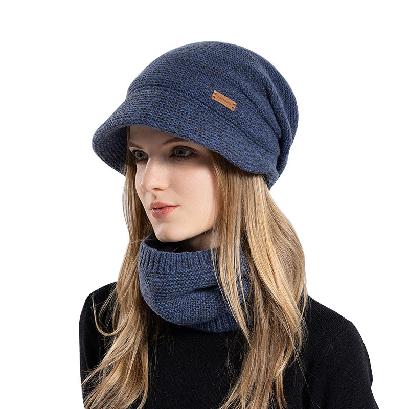 Knitted hat and scarf set with lining