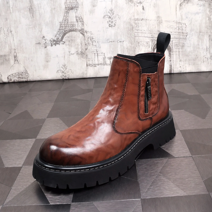 Men's Chelsea boots, lined, leather, for winter