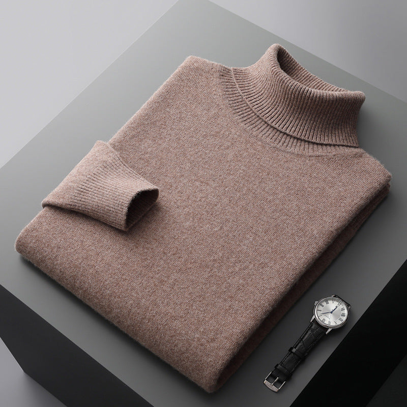 Men's wool pullover, turtleneck, 100% wool