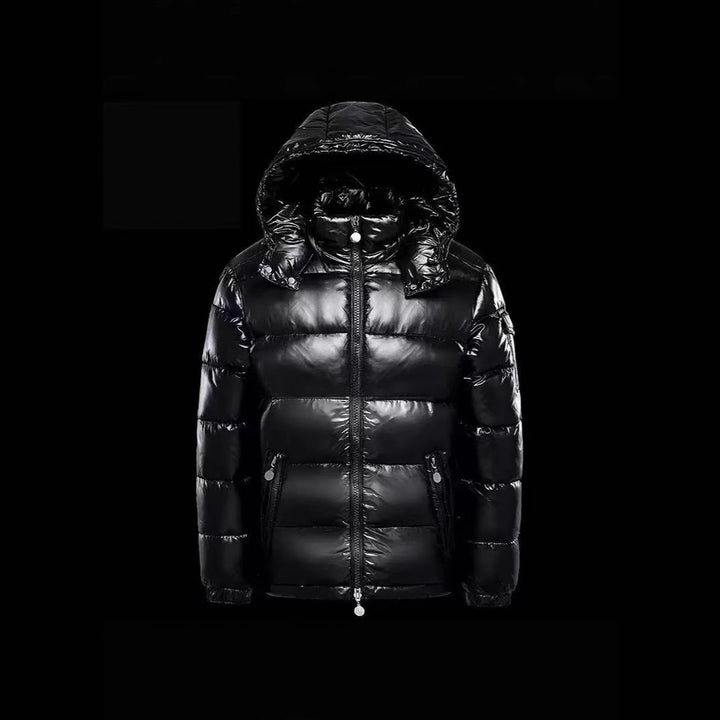 Short down jacket for men, with hood
