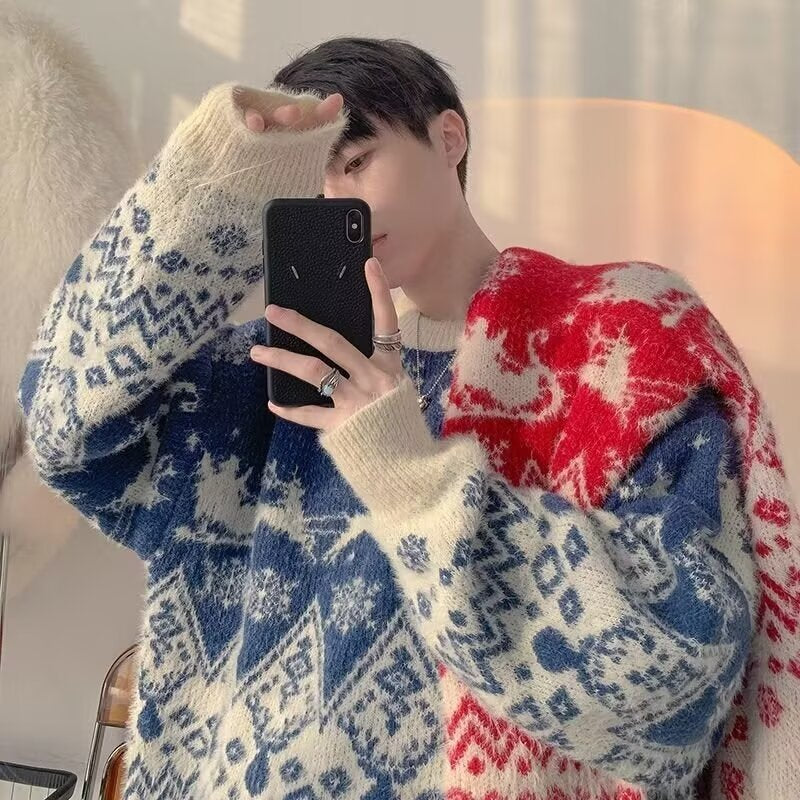Loose knit sweater for couples