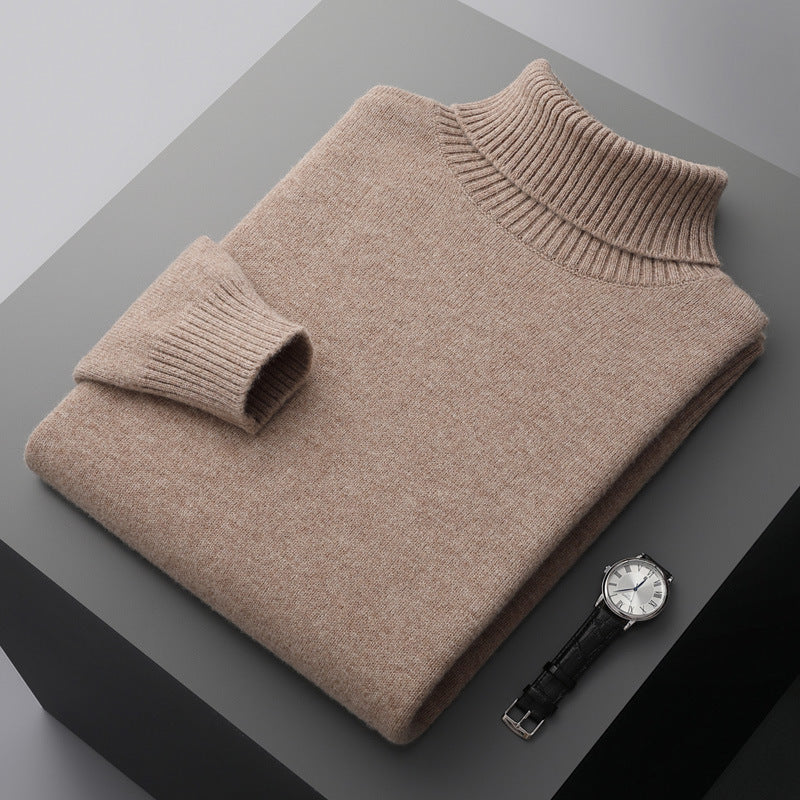 Men's wool sweater with turtleneck, 100% wool