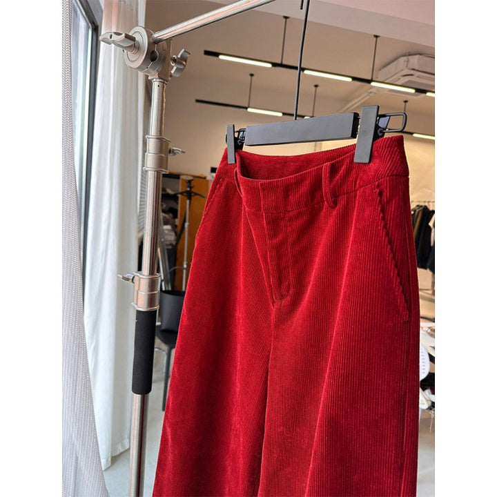 Women's corduroy pants, wide cut, straight fit