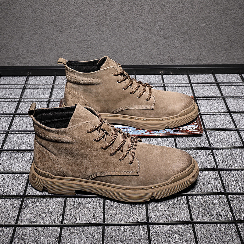 Men's martin boots made of pigskin leather, retro style