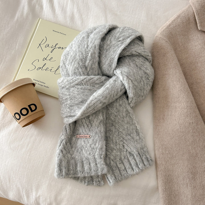 Alpaca wool blend knitted scarf, 22x160 cm
