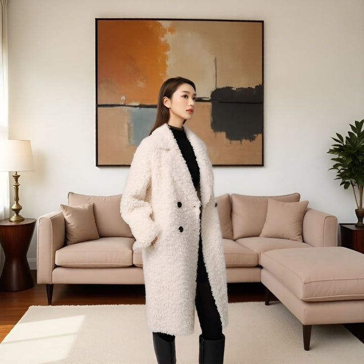 Women's teddy coat in lambskin look