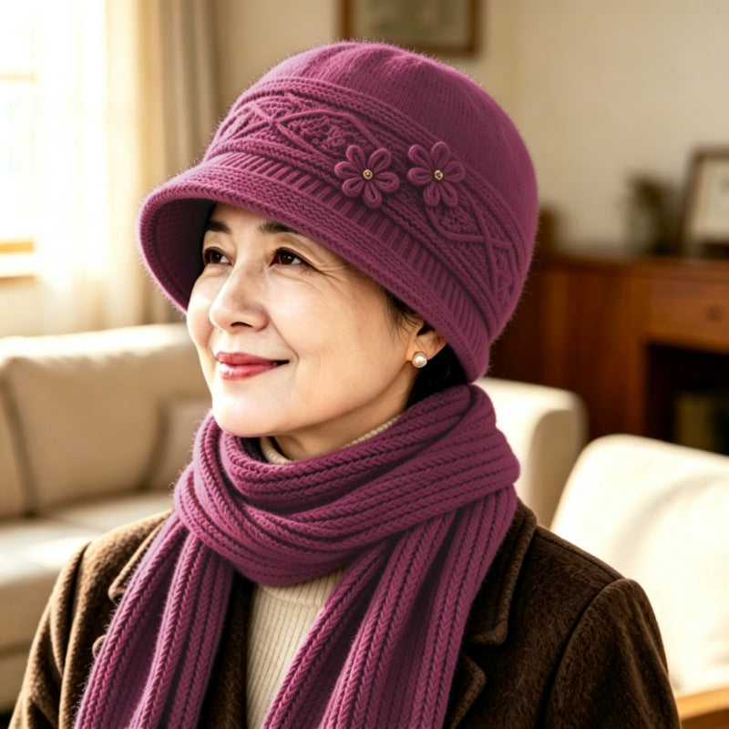 Knit Beanie and Scarf Set for Women
