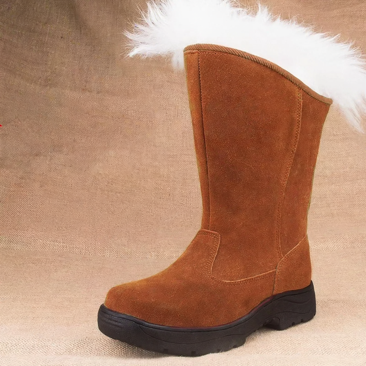 Men's winter boots made of cowhide leather with wool lining