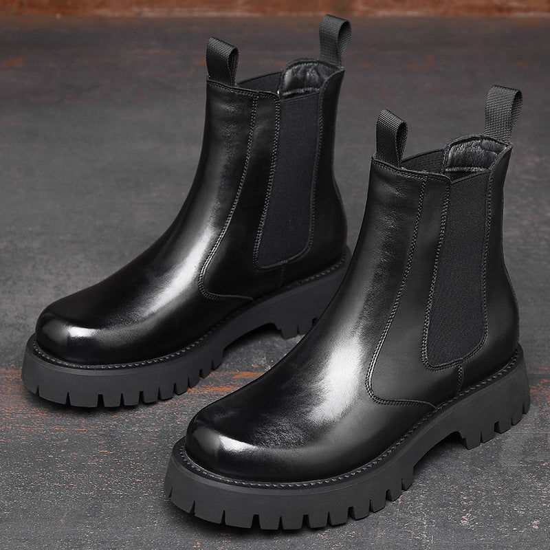 Men's Martin boots, genuine leather, lined, platform