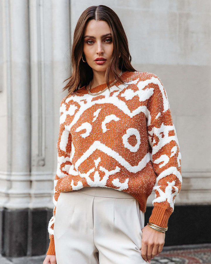 Fashionable women's Christmas sweater, patchwork design