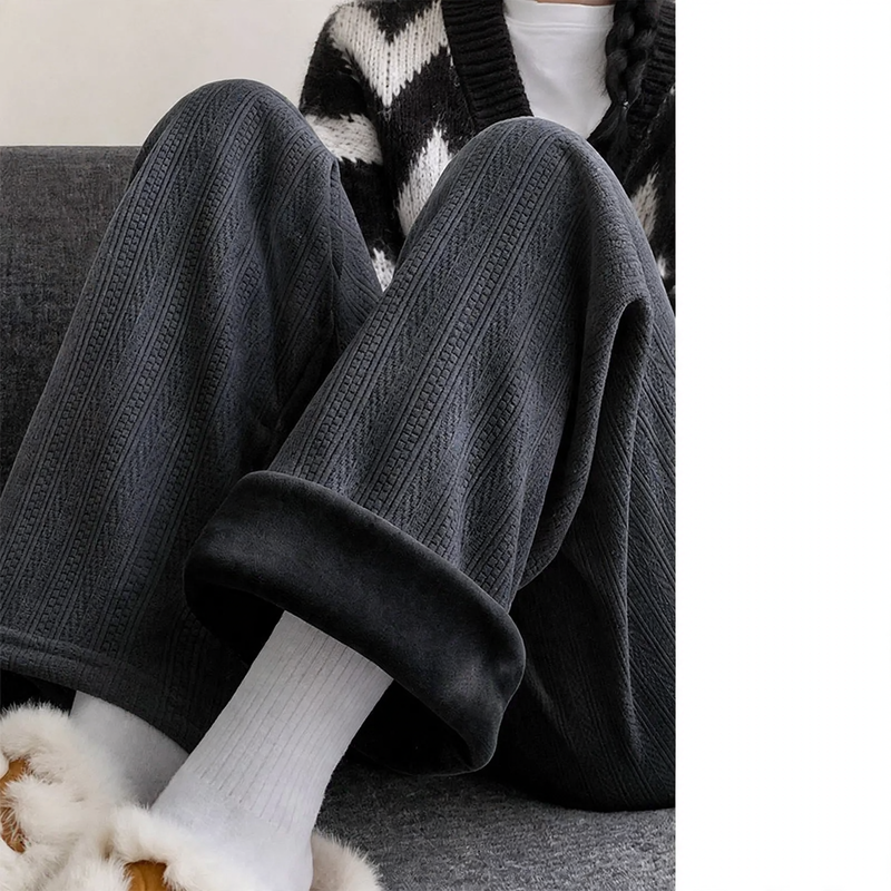 Women's corduroy pants, wide cut