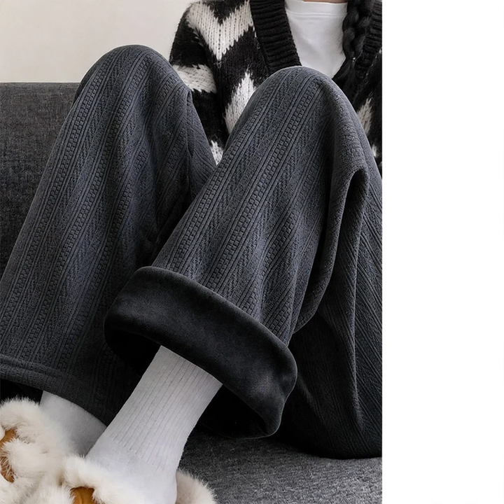 Women's corduroy pants, wide cut