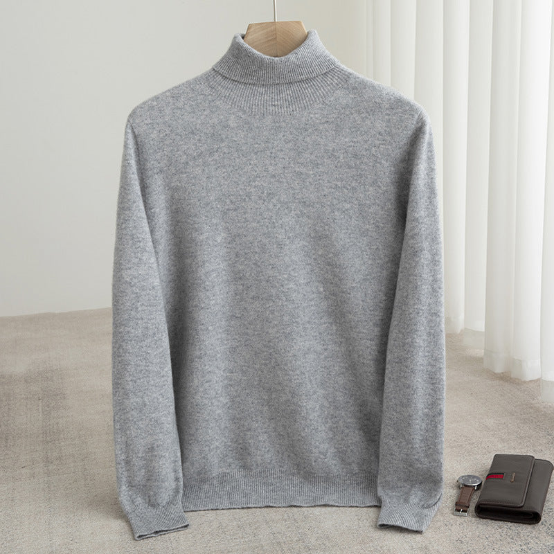 Men's turtleneck sweater made of 100% wool, seamless