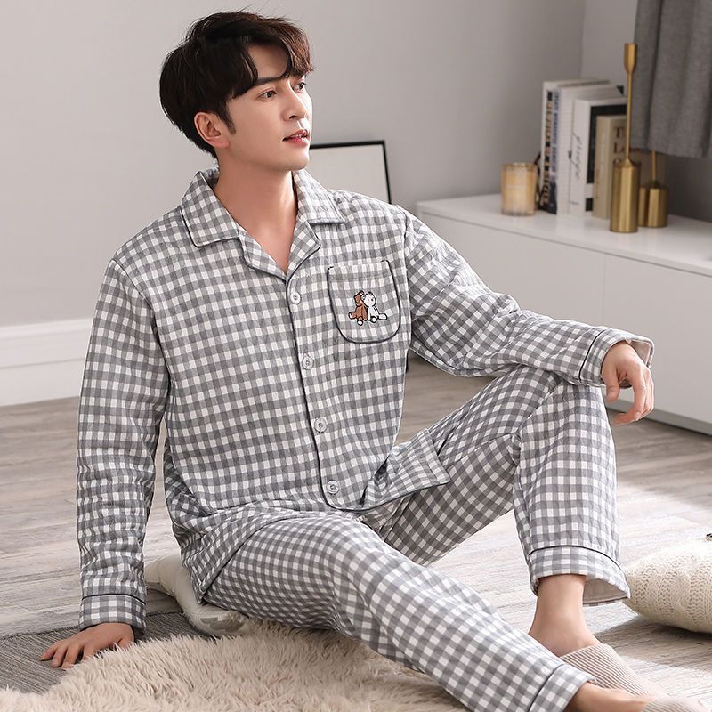 Padded men's pajama, 100% cotton, extra warm