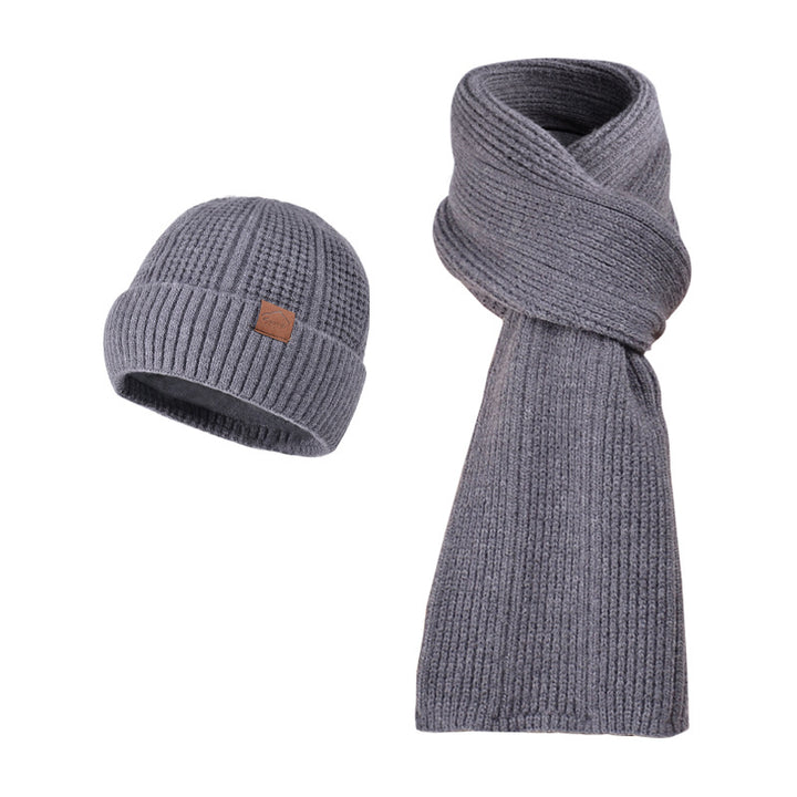 Knitted hat and scarf set for men, warming