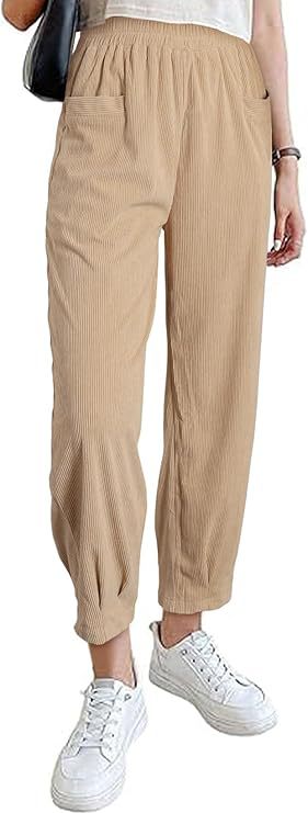 Women's corduroy pants, high cut, tapered