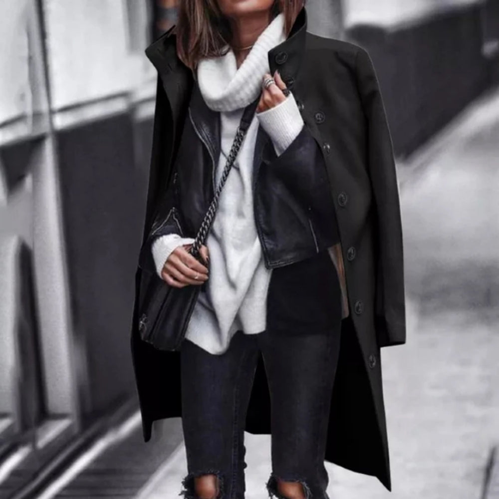 Lune London | Coat - Long Tailored Design - Button Closure - Elegant and Timeless