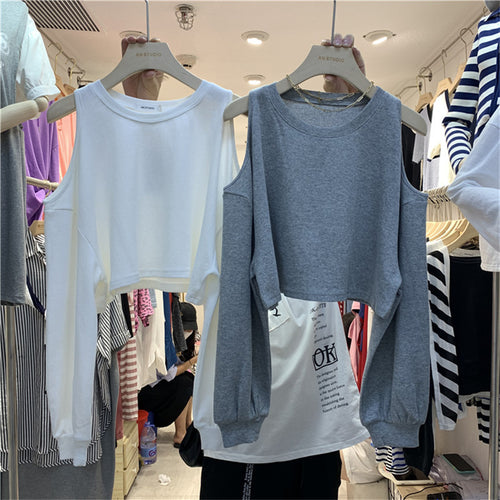 Women's Casual Crop Top with Long Sleeves