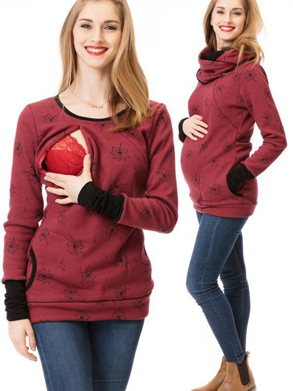 Lune London | Maternity Sweater for Nursing with Floral Pattern and Pockets