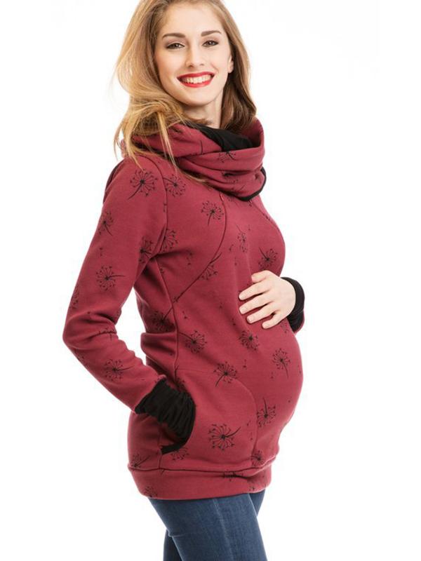 Chic Und Stil | Maternity Chaps Nurse Sweatshirts Floral Print Bags Zipper Nursing Clothing