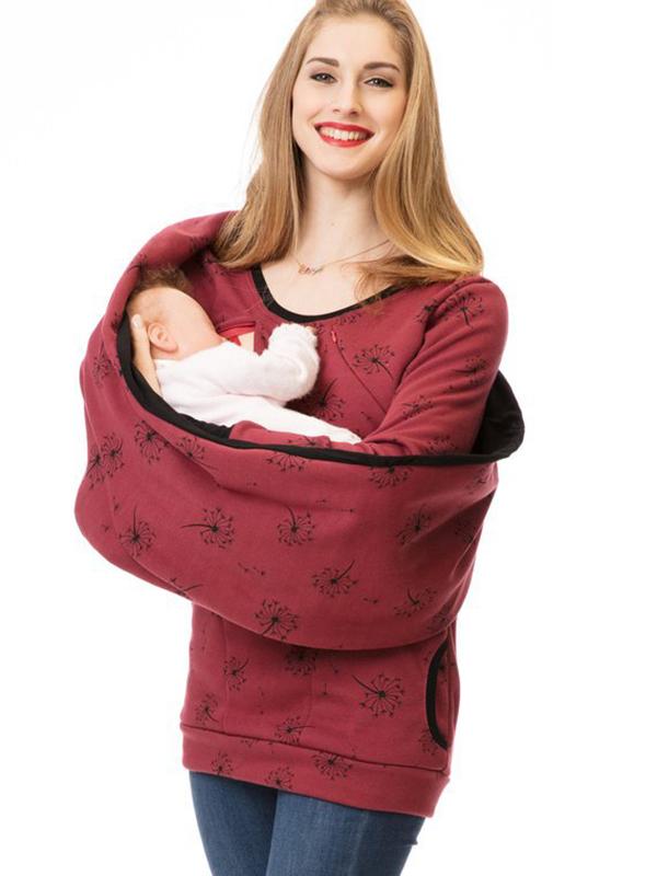 Chic Und Stil | Maternity Chaps Nurse Sweatshirts Floral Print Bags Zipper Nursing Clothing