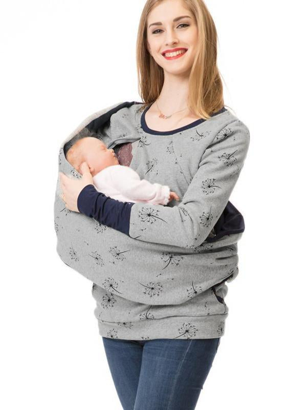 Chic Und Stil | Maternity Chaps Nurse Sweatshirts Floral Print Bags Zipper Nursing Clothing