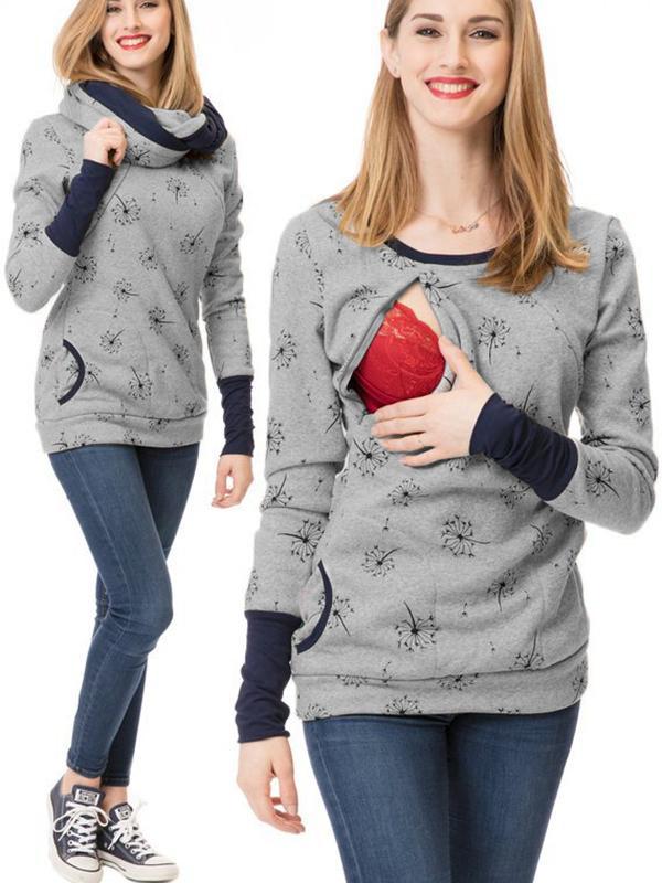 Lune London | Maternity Sweater for Nursing with Floral Pattern and Pockets