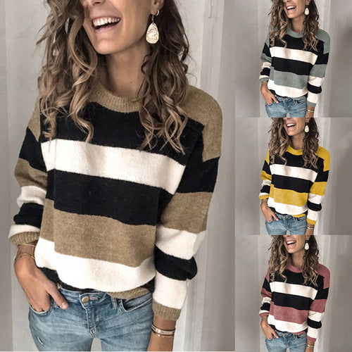 Striped knit sweater with a relaxed fit for women Amarae