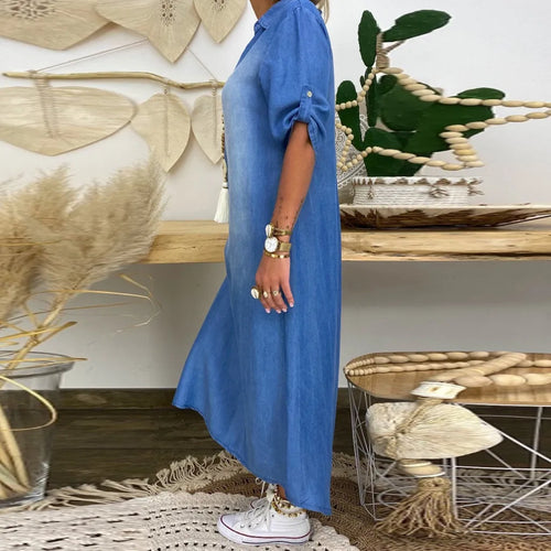 Amarae | Casual Denim Maxi Dress with Collar for Women