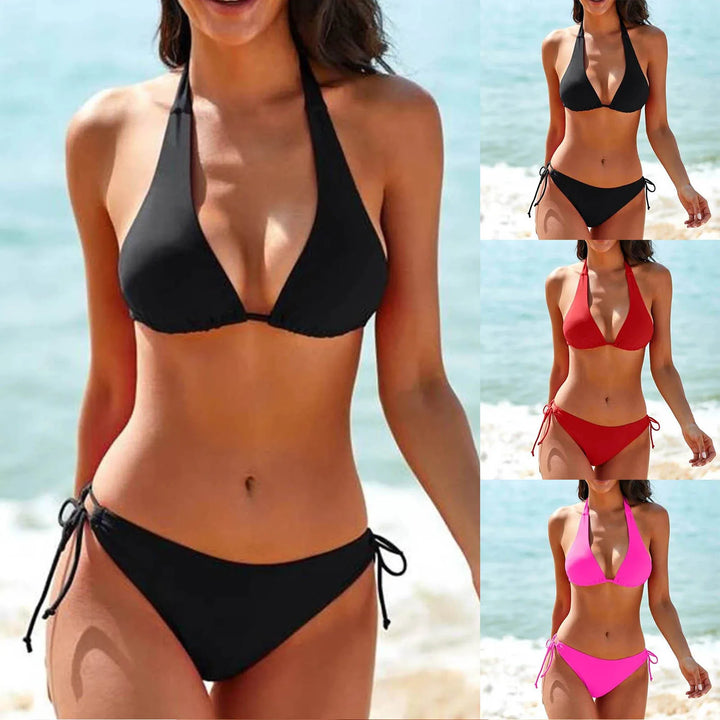 Lune London | Women's Classic Black Halter Bikini Elegant Adjustable