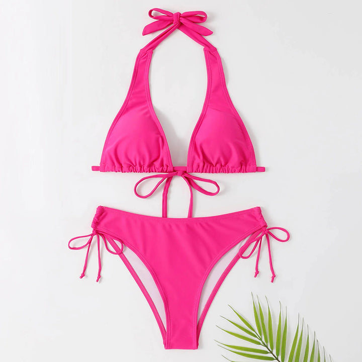 Lune London | Women's Classic Black Halter Bikini Elegant Adjustable