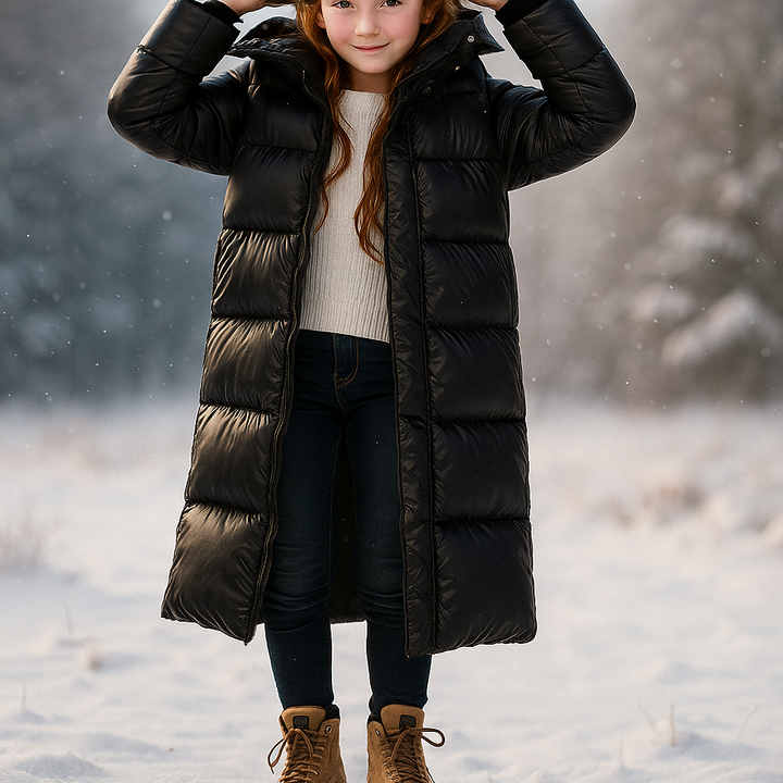 Amarae | Longer quilted coat with hood for girls Emma