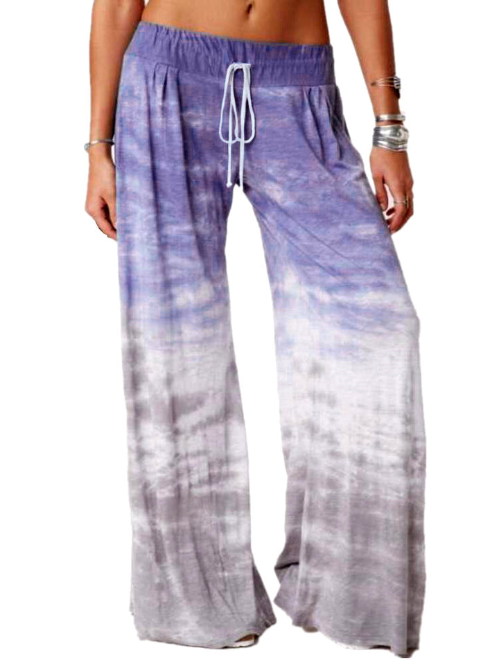 Ladies wide batik pants with drawstring, pleats, and side pockets Amarae
