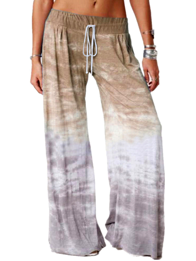 Ladies wide batik pants with drawstring, pleats, and side pockets Amarae