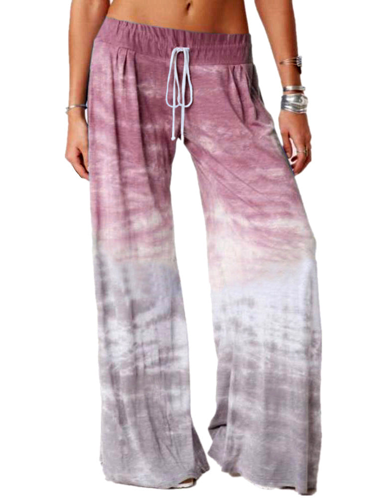 Ladies wide batik pants with drawstring, pleats, and side pockets Amarae