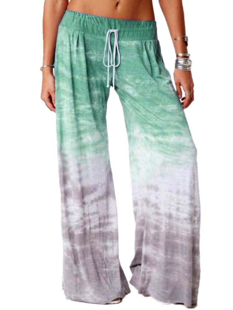 Ladies wide batik pants with drawstring, pleats, and side pockets Amarae