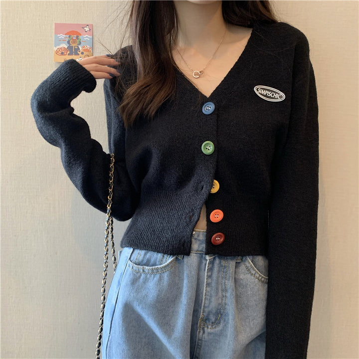 Gilet décontracté pour femmes avec des boutons colorés et col en V Chic & Stil