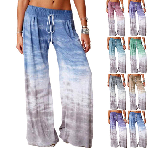 Wide beach pants for women with elastic waist and trendy batik design Amarae