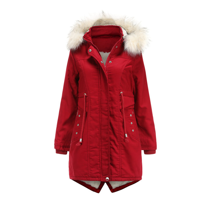 Ladies modern parka with removable faux fur collar and side pockets Lune London